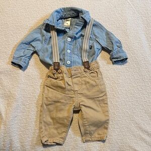 OshKosh B'gosh Tan Overalls with Suspenders